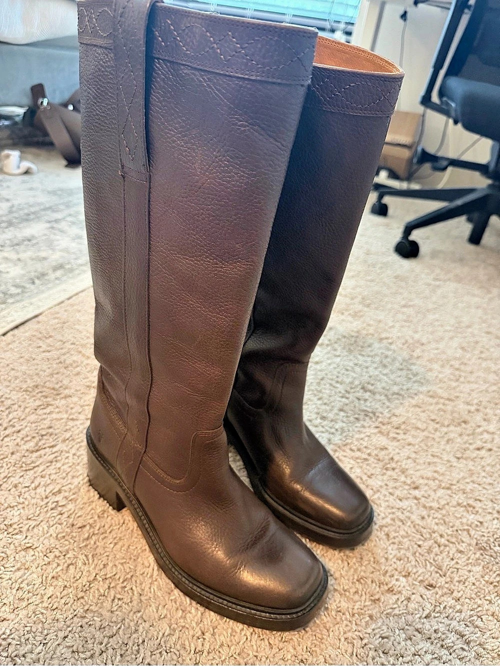 Frye Kate Pull-On Tall Boot Brown Heeled Boots WC